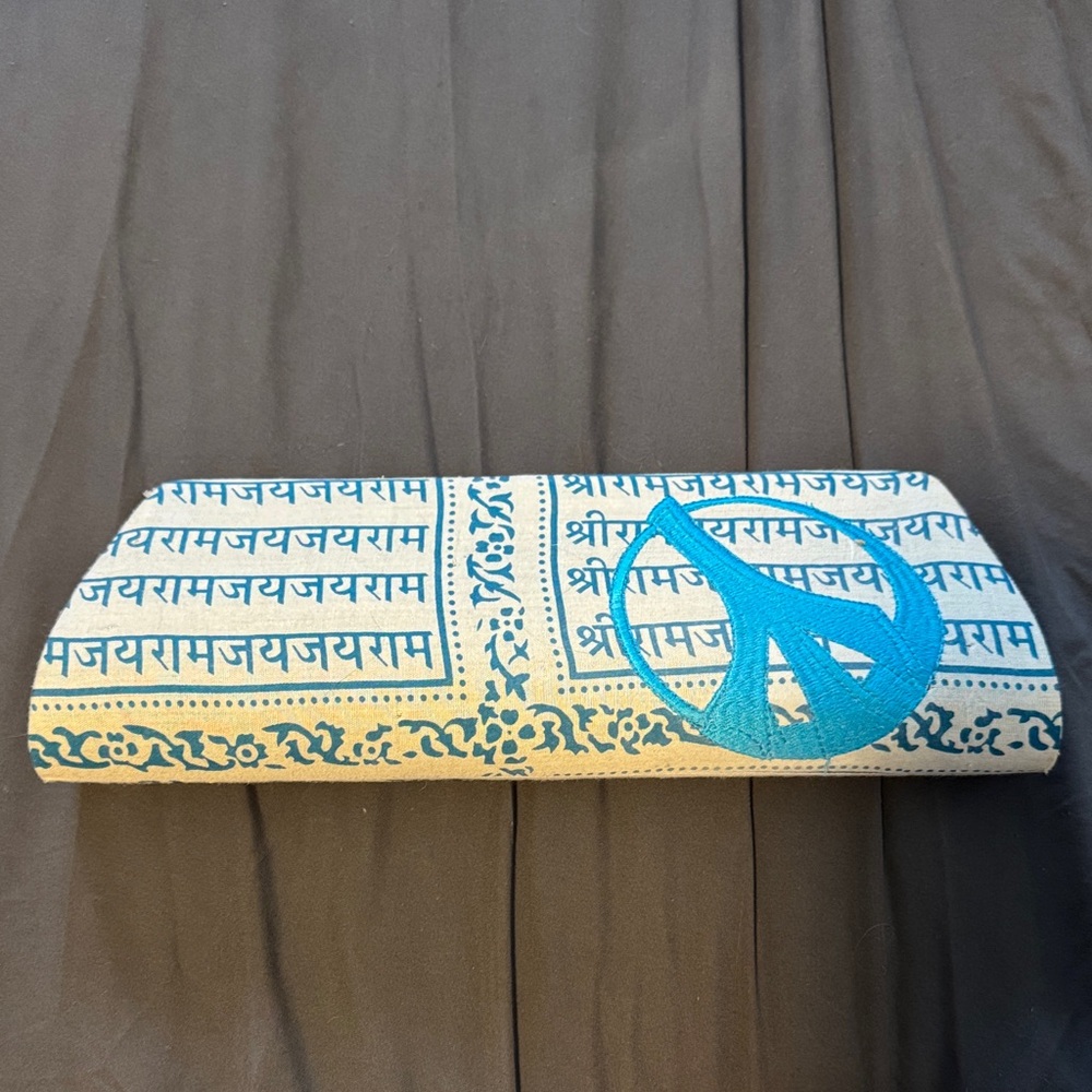 Sir Alistair Rai Turquoise Peace Symbol Foldover Clutch